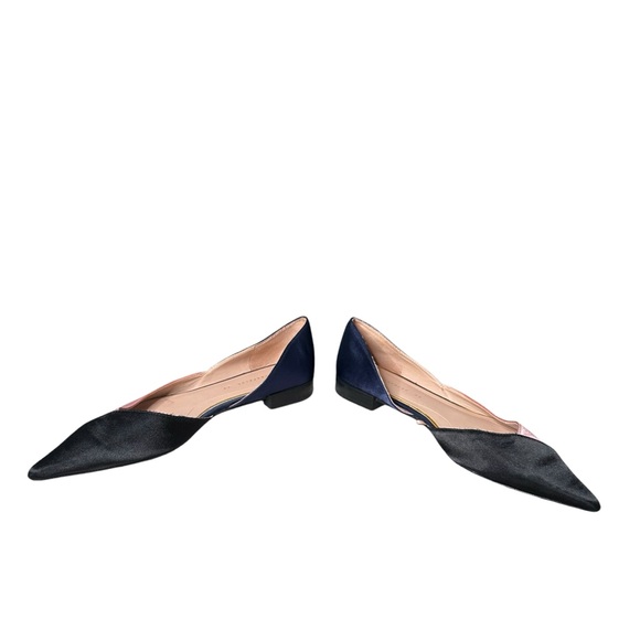 Zara Trafaluc Colorblock Satin Pointed Toe Flats Black Pink Blue Size 39 US 8 - Picture 5 of 14